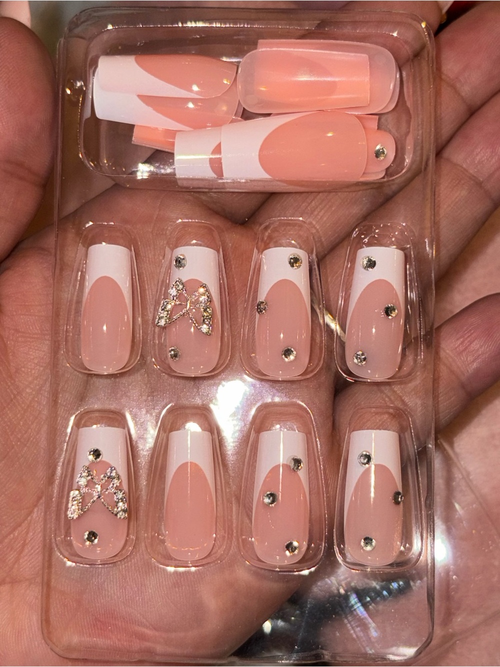 Pink Rhinestone Press-On Set - Picture 2 of 3